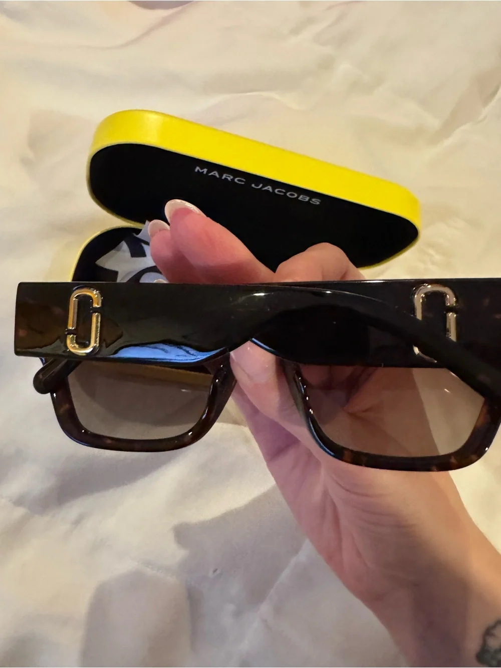 Marc Jacobs Black Women's Oversized Square Sunglasses with Yellow Case